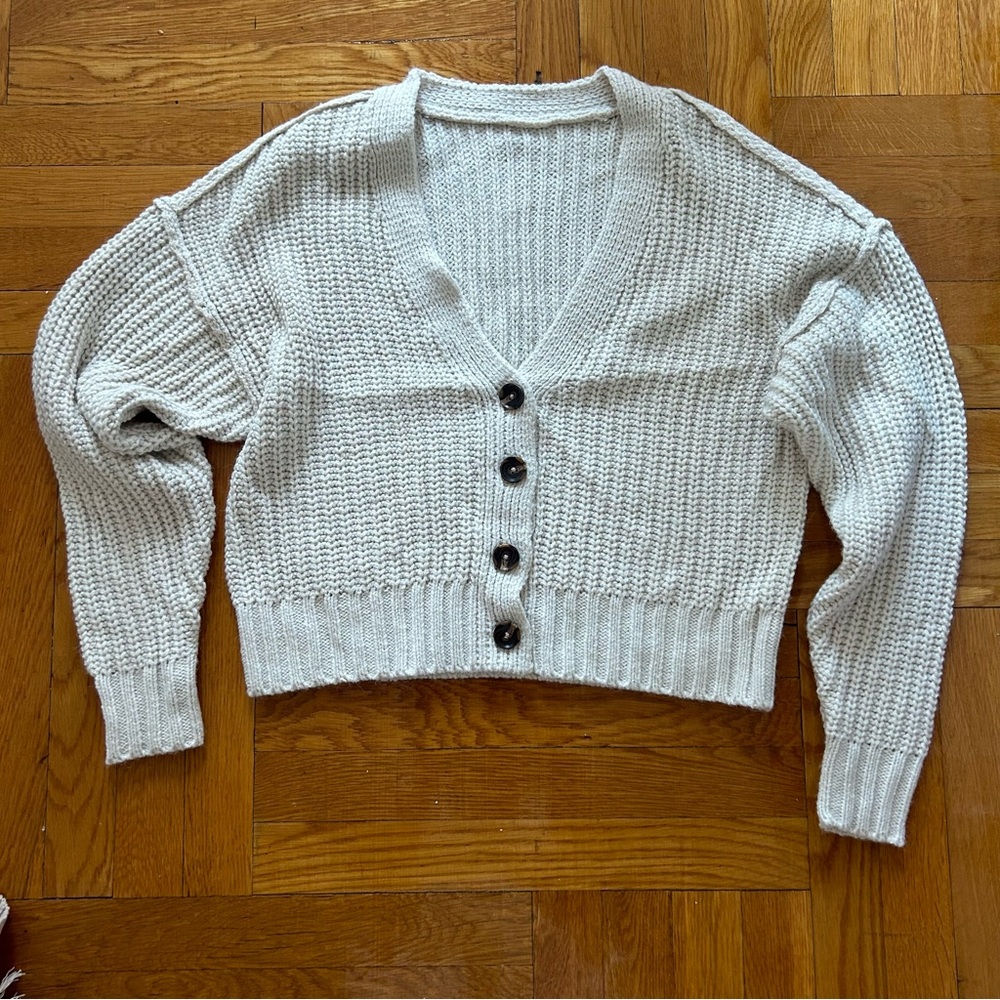 Cozy Cream Button-Up Women's Sweater